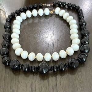 Elegant Black and White Beaded Necklace
